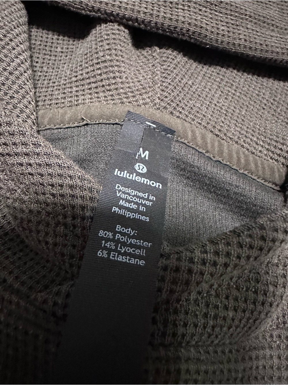 Lululemon Shift Stitch Waffle Knit Hoodie Pullover Sweatshirt Mens M Dark Olive - Picture 6 of 7